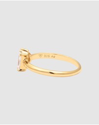 Elli Jewelry - Ring Crystal Rectangle 925 Sterling Silver Gold-Plated