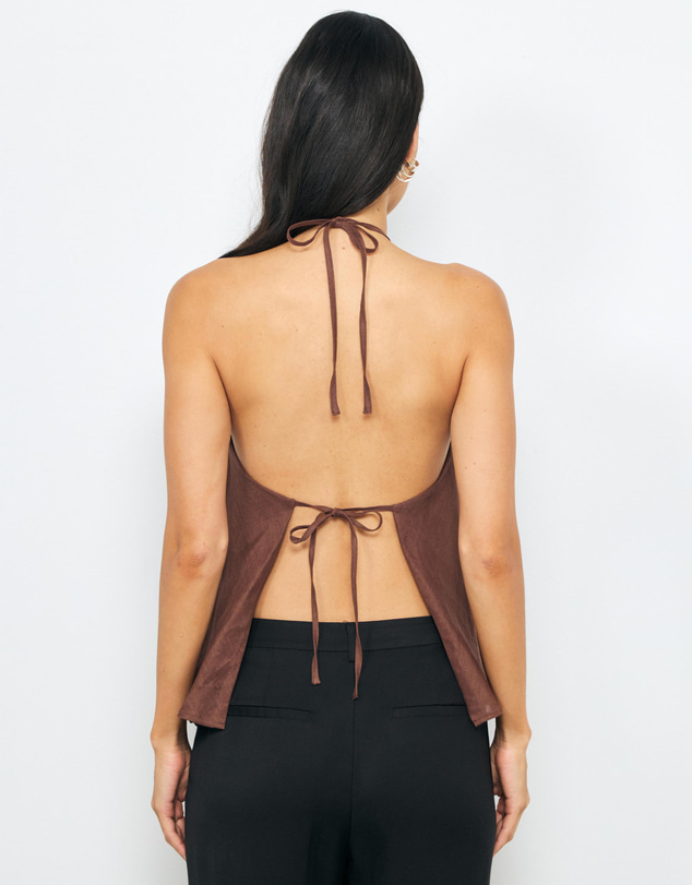 AERE - Draped Linen Halter Top