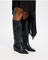 AERE - Rozalia Knee High Leather Cowboy Boots