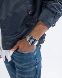 GUESS - Phoenix Silver Tone & Blue