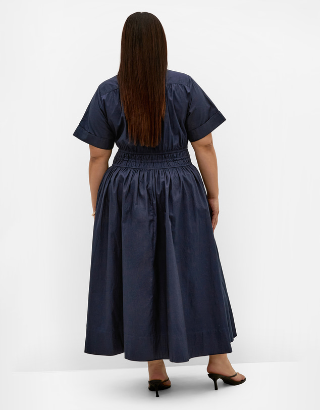 City Chic - Plus size Lana Midi Shirt Dress - navy