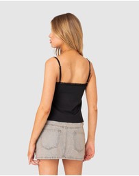EDIKTED - Lace Trim Split Front Top