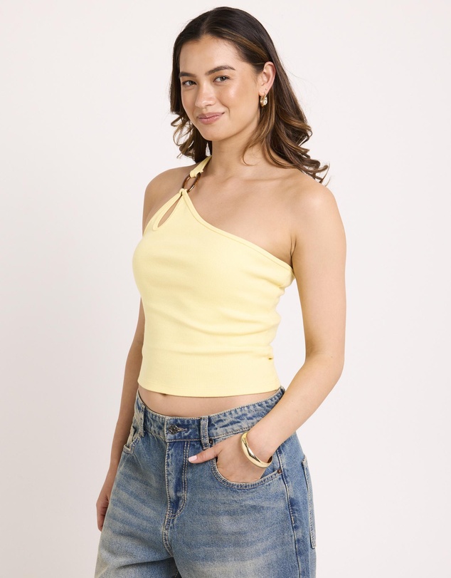 Subtitled - Kenzie One Shoulder Rib Tank