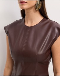 The Fated - Cam Faux Leather Midi Dress
