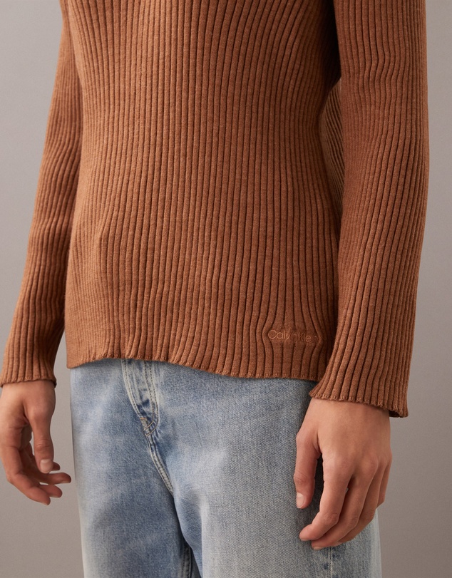 Calvin Klein - Rib V-Neck Long Sleeve Top