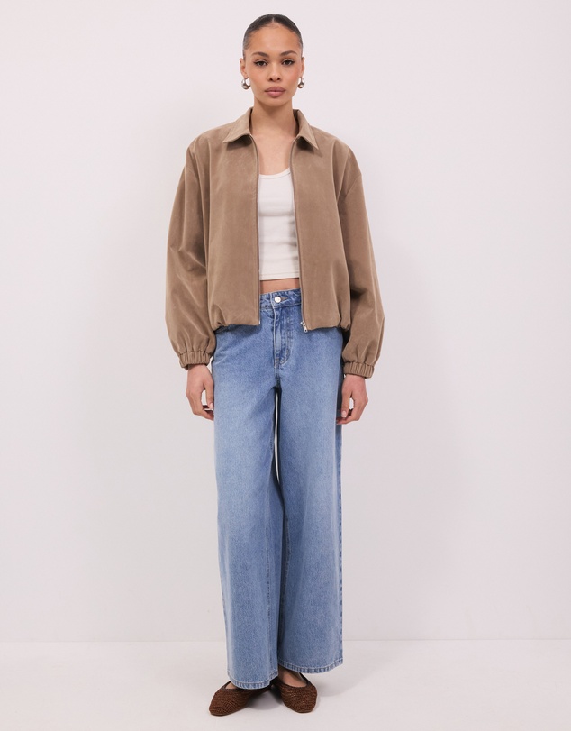Calli - Hayden Faux Suede Bomber Jacket