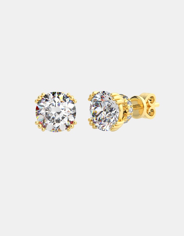 Georgini - Georgini Elegant Essentials 6.5mm Round Hidden Halo Stud Gold
