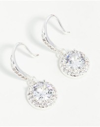 Lovisa - Silver Plated Round Halo Cubic Zirconia Drop Earrings