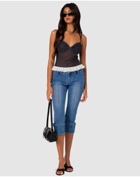 EDIKTED - Polka Dot Cupped Mesh Top
