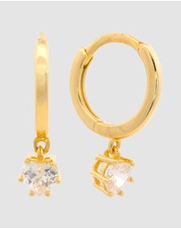 Georgini - GEORGINI MIDNIGHT VELVET BABY HEART HOOP EARRINGS GOLD