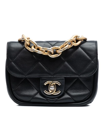 Pre-Loved by Azura Reborn - Pre-Loved Mini Quilted Lambskin Chain Top Handle Flap