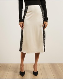 Atmos&Here - Mirelda Satin Lace Midi Skirt