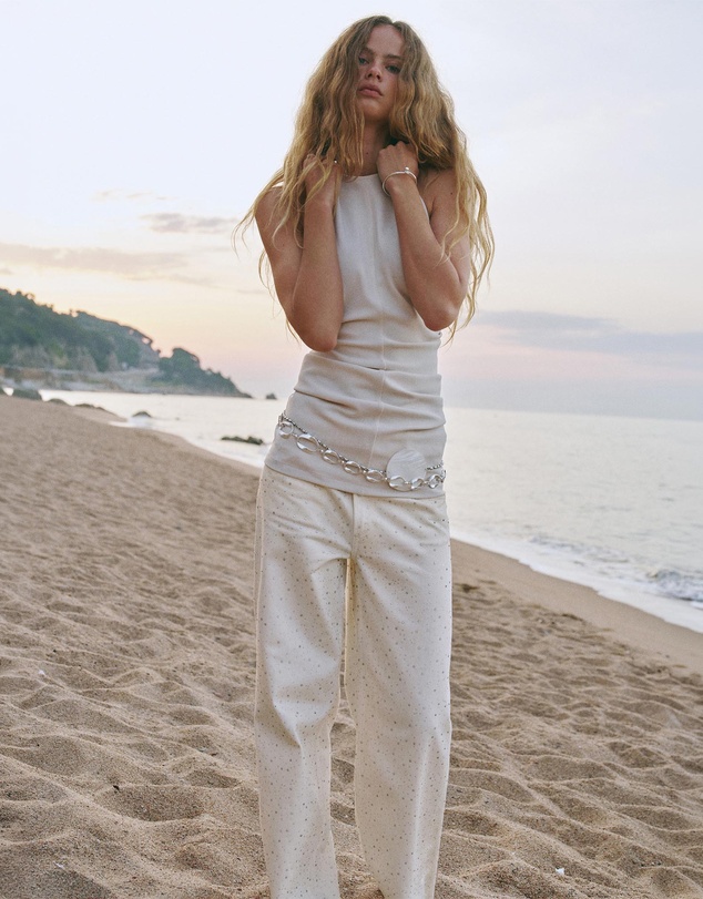 M.N.G - Wide Leg Jeans with Rhinestones