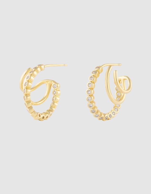 Wanderlust + Co - Triple Pave 13mm Hoop Earrings