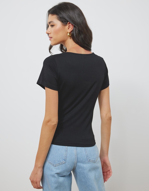 Atmos&Here - Drape Neck Bamboo Blend Top
