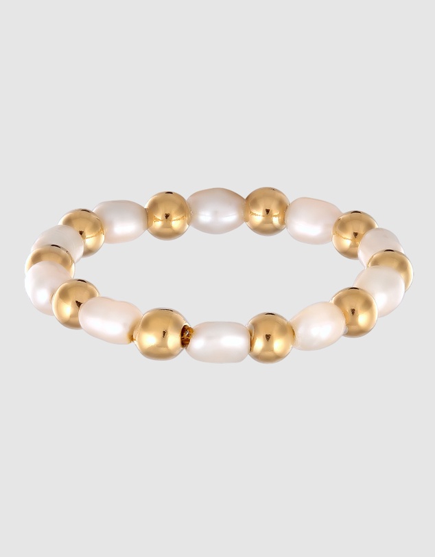 Elli Jewelry - Ring Festival with Freshwater Pearls in 925 Sterling Silver Gold Plated