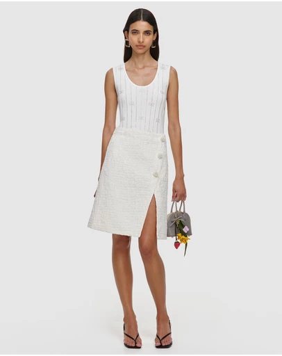 Self Portrait - Rhinestone Striped Knit Top