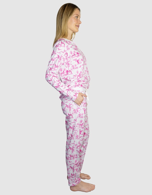Sant And Abel - Women's Skydog Toile Pink Jersey Long PJ Set