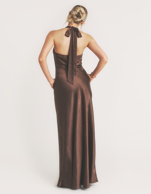 Six Stories - Racer Neck Satin Bridesmaid Dress