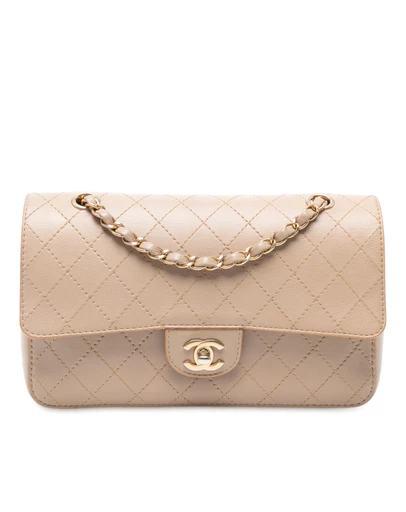 Pre-Loved by Azura Reborn - Pre-Loved Medium Classic Calfskin Wild Stitch Double Flap