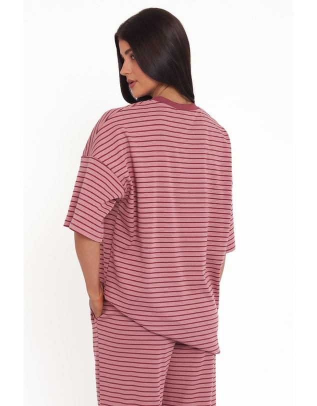 Petal & Pup - Wilda Oversized Tee - Pink Red Stripe