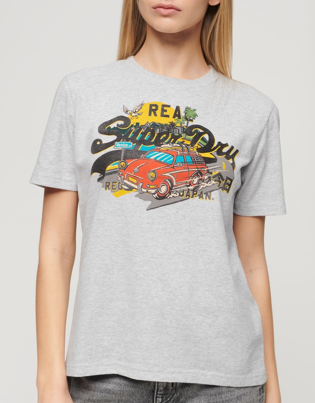 Superdry - LA Vintage Logo Graphic Relaxed Tee Flake Grey Marle