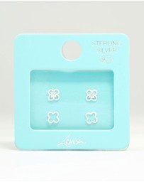 Lovisa - Sterling Silver Cubic Zirconia Flower Stud Earrings 2-Pack