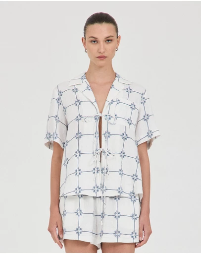 FRIEND of AUDREY - Seashell Linen Tie Top