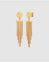 Elli Jewelry - Earrings Ear Hanger Platelet Chain Look Elegant in 925 sterling silver Gold plated