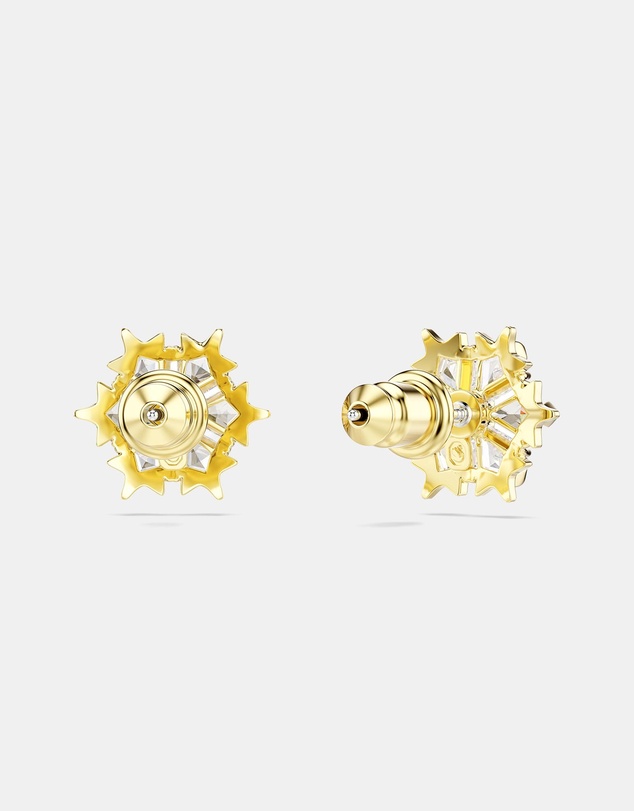 Swarovski - Magic Stud Earrings, Mixed Cuts, Snowflake, White, 18K Gold Finish