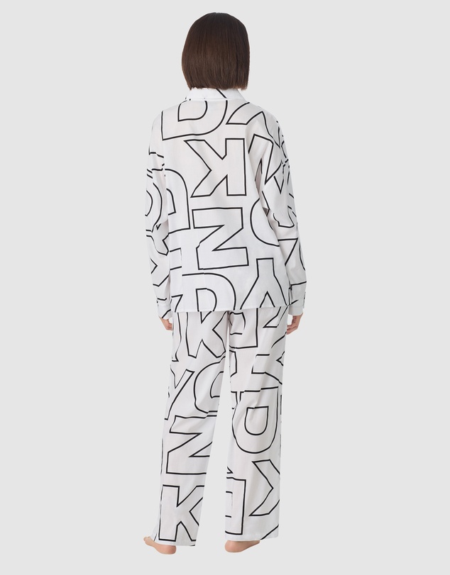 DKNY - Cotton & Viscose Button Up Long Sleeve Long Pyjama Set