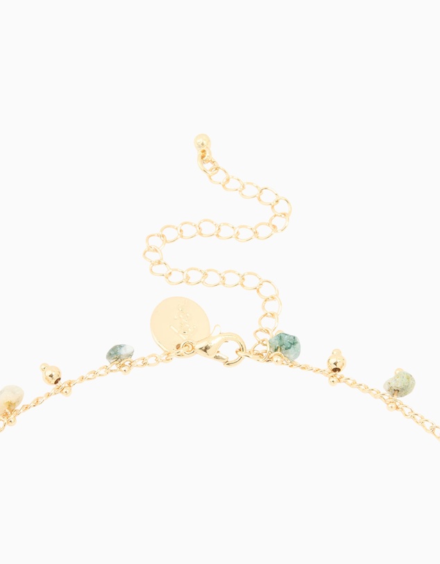 Lovisa - Gold Plated Multicoloured Semi Precious Stone Droplet Necklace