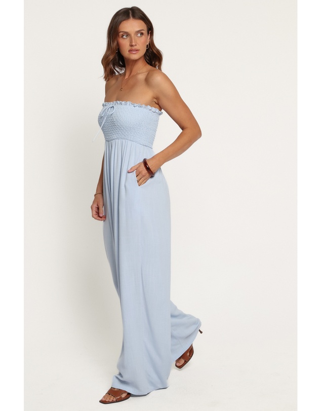Petal & Pup - Indie Wide Leg Smocked Jumpsuit - Light Blue
