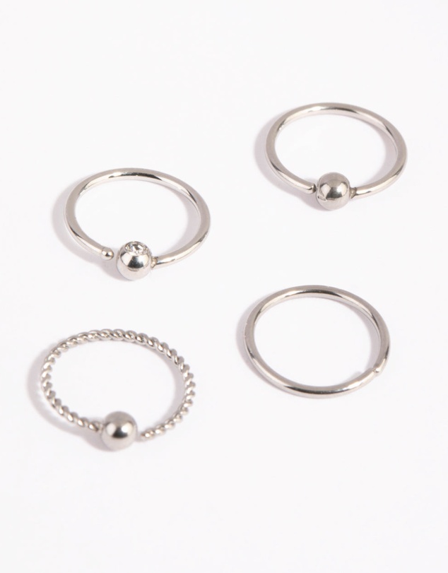 Lovisa - Surgical Steel Textured Nose Ring 4-Pack