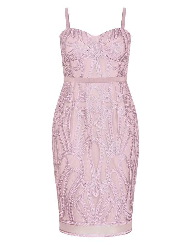 City Chic - Plus size Antonia Strapless Midi Dress - dusty mauve