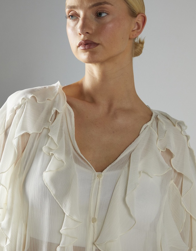 Glamorous - V-neck Button front Ruffle Blouse