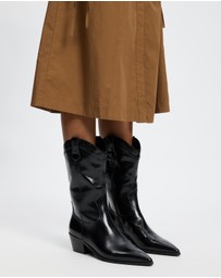 AERE - Rozalia Leather Cowboy Ankle Boots