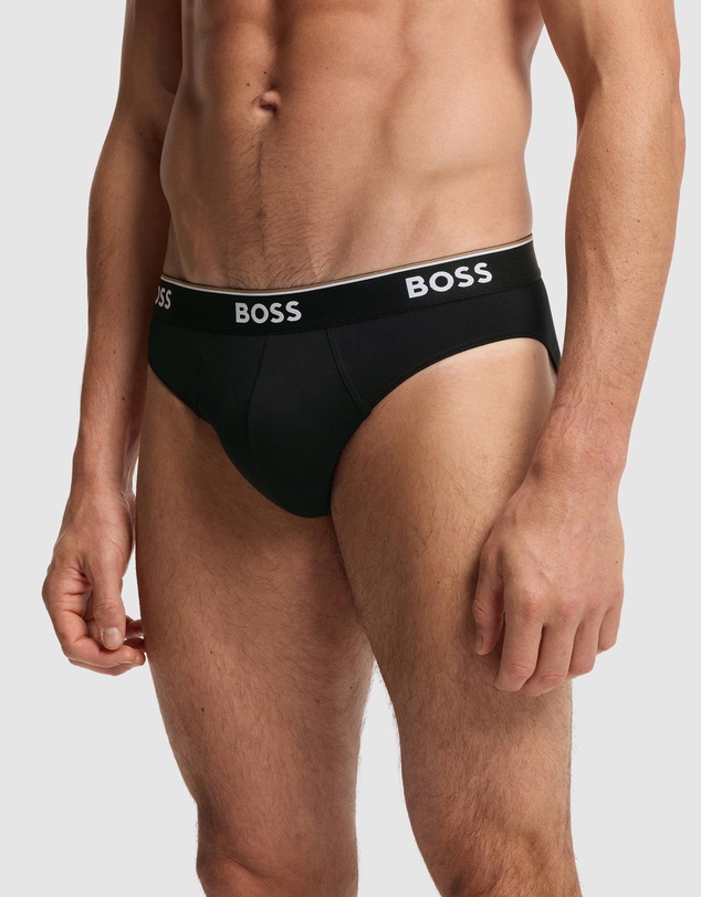BOSS - 3-Pack Stretch Cotton Logo Wasitband Briefs