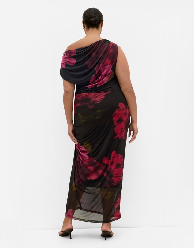 City Chic - Plus size Vivid Mesh Garden Print Maxi Dress - black
