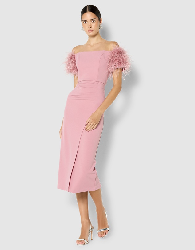 Montique - Enora Feather Trim Cocktail Dress