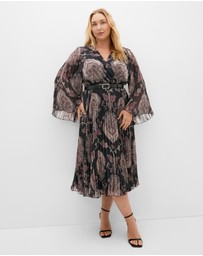 City Chic - Eloise Pleat Belted Midi Dress