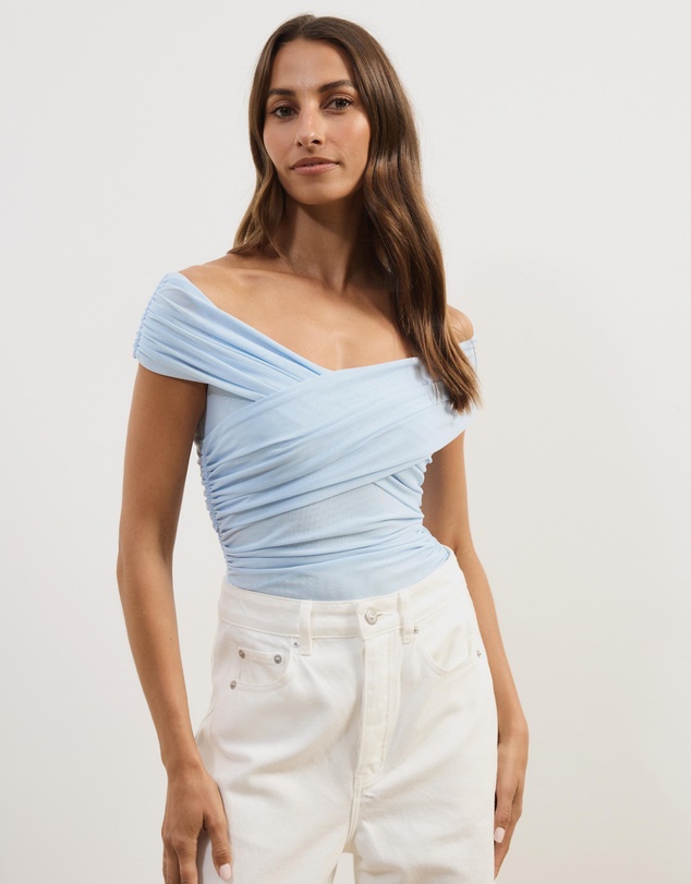 Atmos&Here - Ophelia Cross Off Shoulder Mesh Top