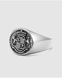Nialaya Jewellery - Men's Stainless Steel Crest Ring
