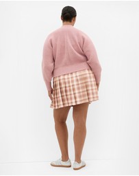 City Chic - Plus size Belle Bow Knit Cardigan - soft pink