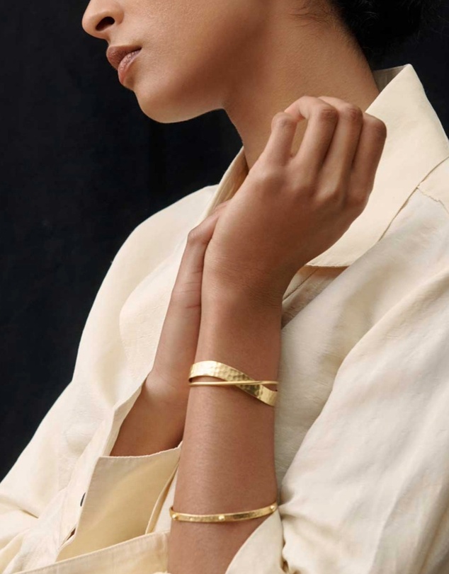 Ottoman Hands - Evenness Hammered Gold Bangle Bracelet
