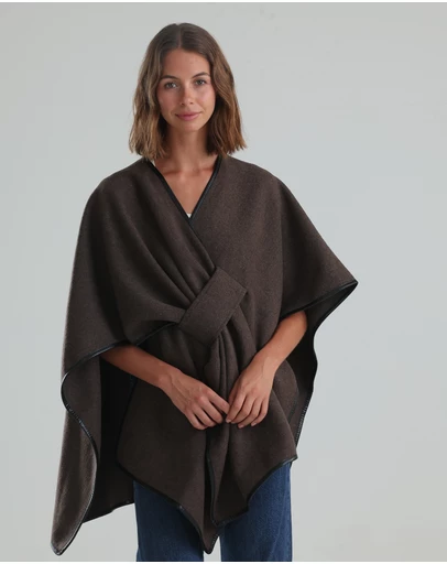 Morgan & Taylor - Jane Bias-Edged Poncho Chocolate Brown