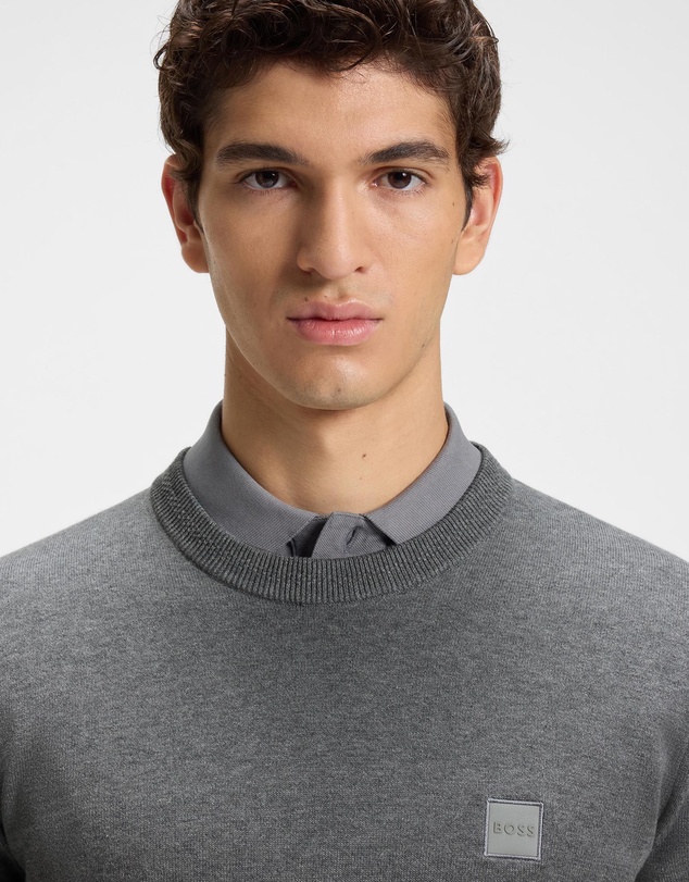 BOSS - Cotton-Blend Sweater With Logo Patch