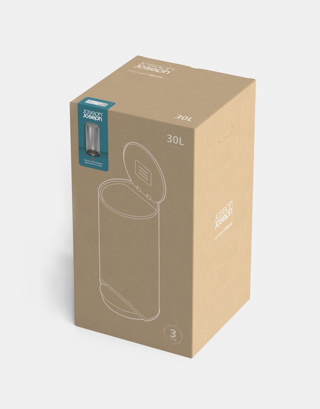 Joseph Joseph - Arc™ 30-Litre Slimline Pedal Bin with Liner Pocket - Carbon Black