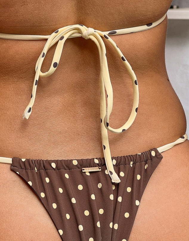 Beginning Boutique - Fitzroy Brown Polka Dot Tie Bikini Bottoms