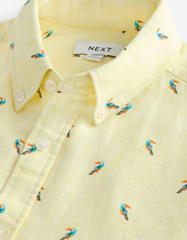 NEXT - Linen Blend Printed Short Sleeve Shirt